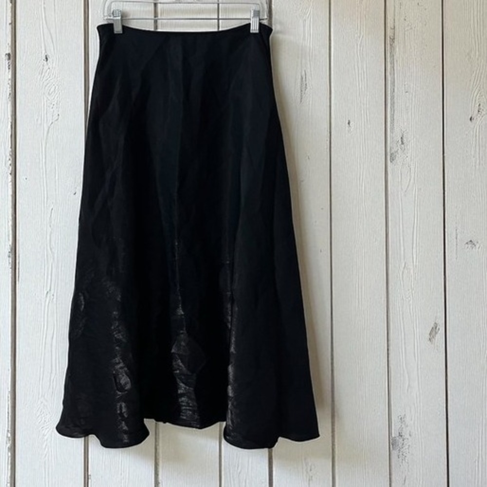 Scott McClintock Black Taffeta Dark Academia Eveningwear Midi Skirt Size 10  USA